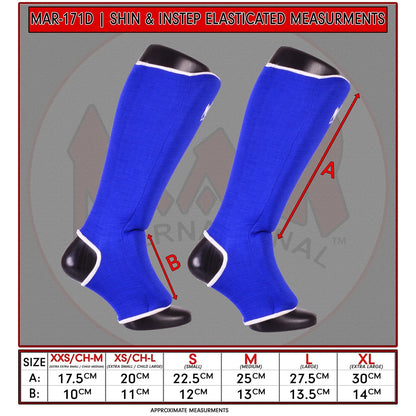 MAR-171D | Blue Elasticated Fabric Shin & Instep Guard - Small Accessories