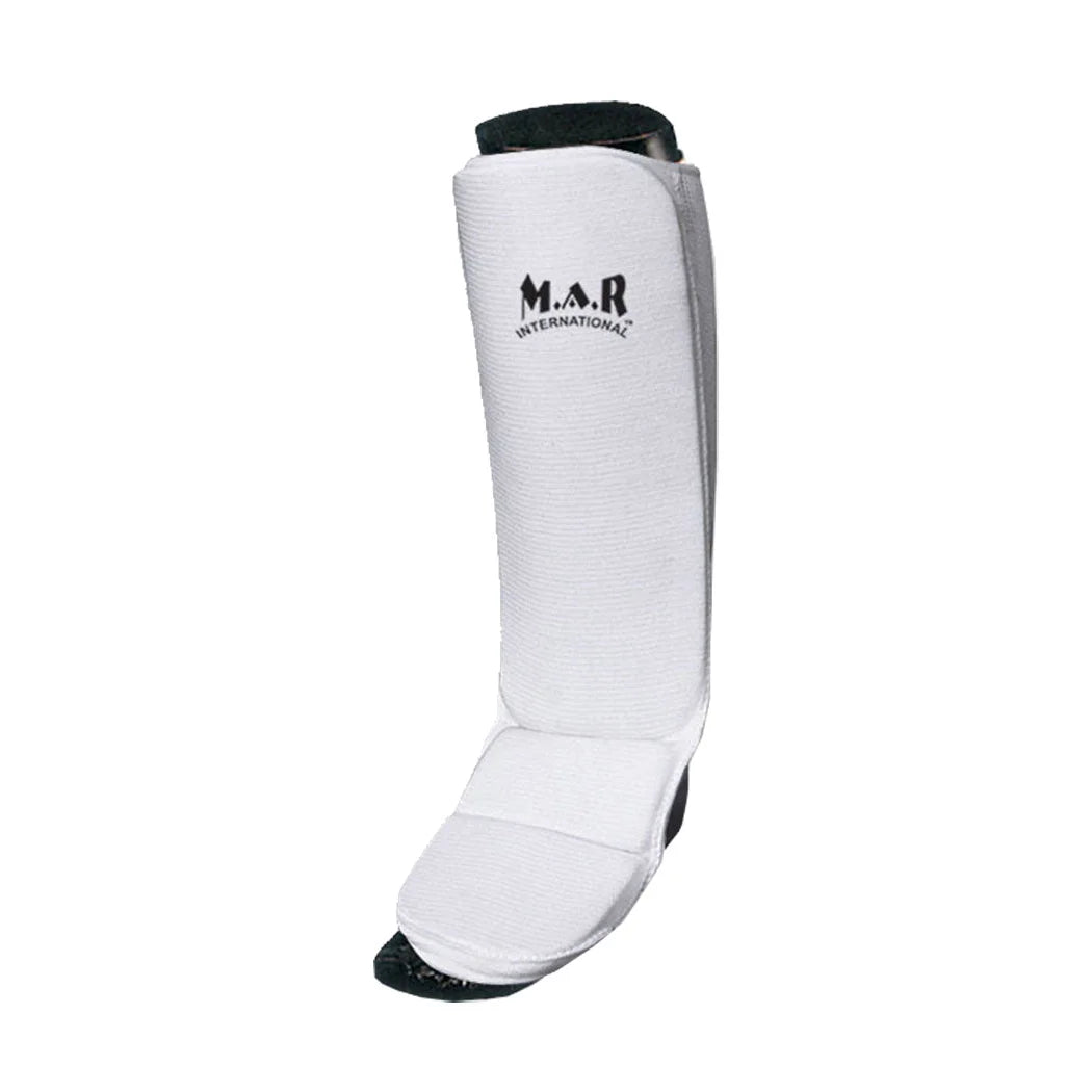 MAR-172A | White MMA Elasticated Fabric Shin & Instep Guard - Small Accessories