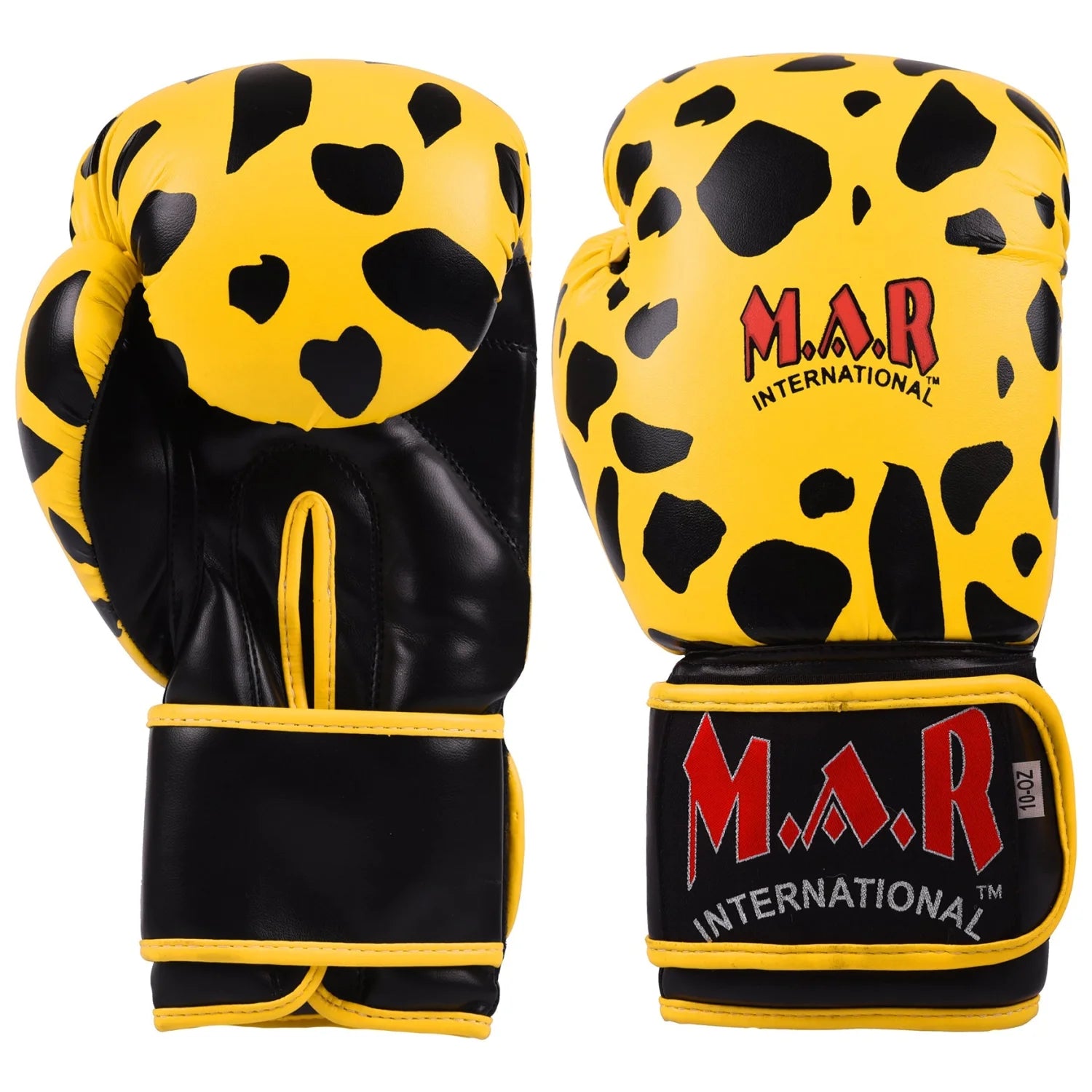 MAR-181 | Black/Yellow Leopard Print Boxing/Kickboxing Gloves for Kids - Gloves