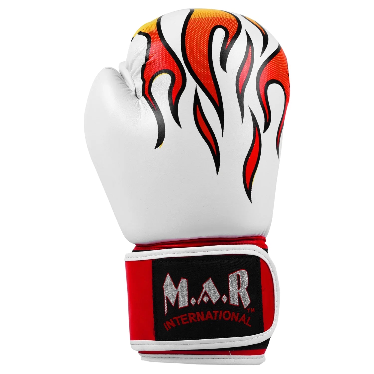 MAR-182 | White Flame Print Boxing/Kickboxing Gloves for Kids - Gloves
