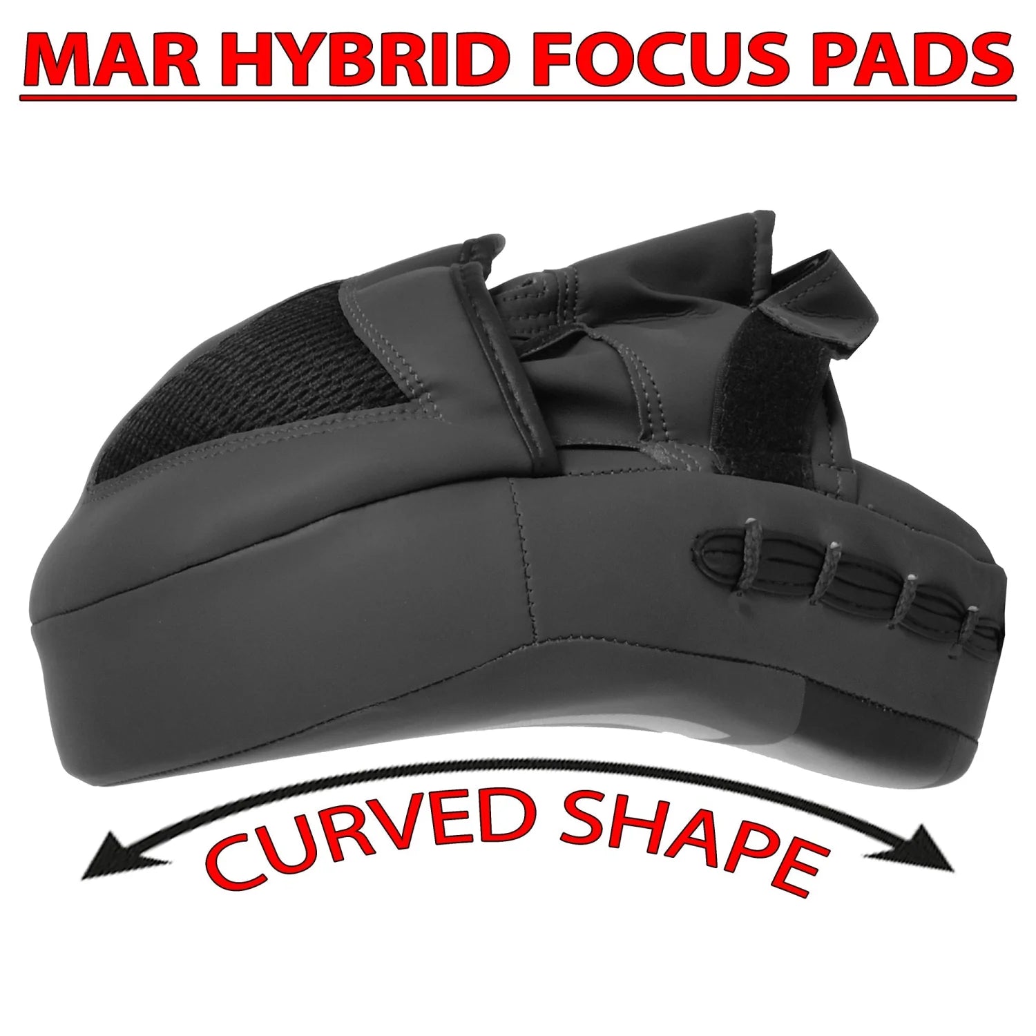 MAR-195D | Black Hybrid Curved Focus Mitts - Focus Mitts