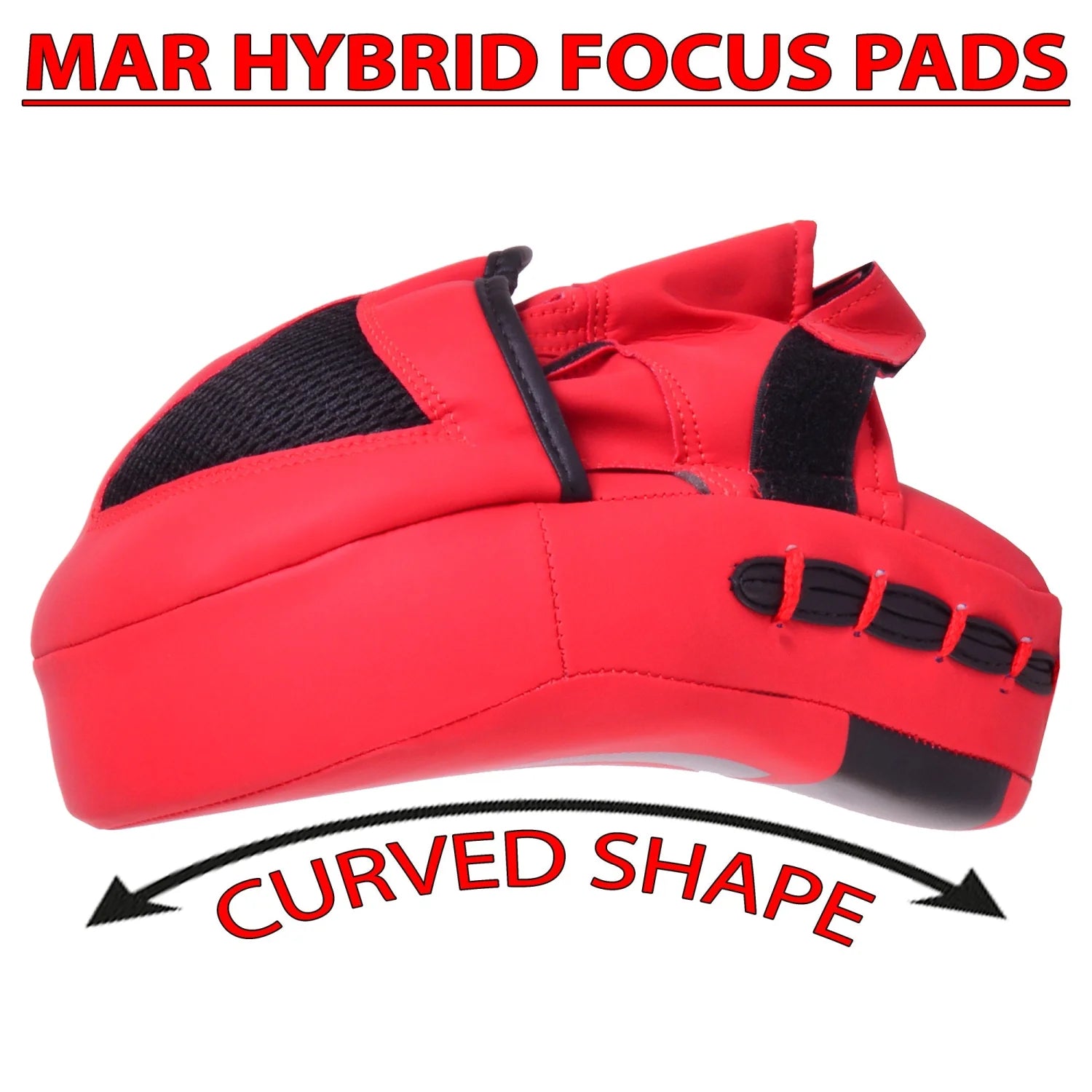 MAR-195E | Red Hybrid Curved Focus Mitts - Focus Mitts