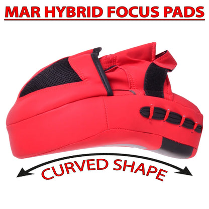 MAR-195E | Red Hybrid Curved Focus Mitts - Focus Mitts