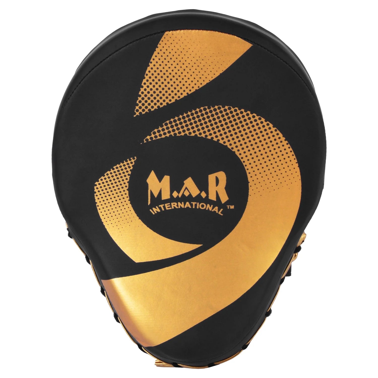 MAR-195G | Black & Gold Hybrid Curved Focus Mitts - Focus Mitts