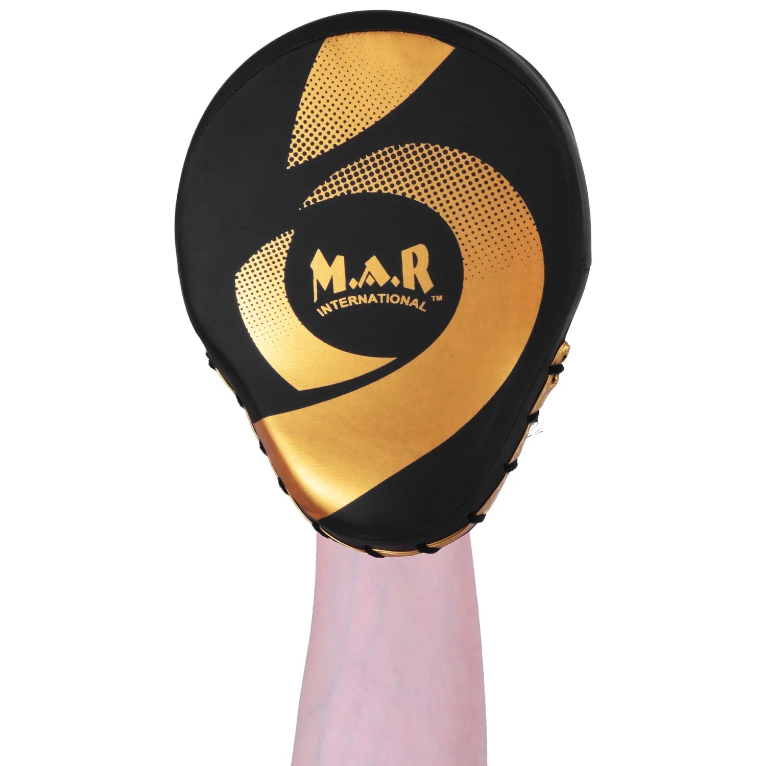 MAR-195G | Black & Gold Hybrid Curved Focus Mitts - Focus Mitts