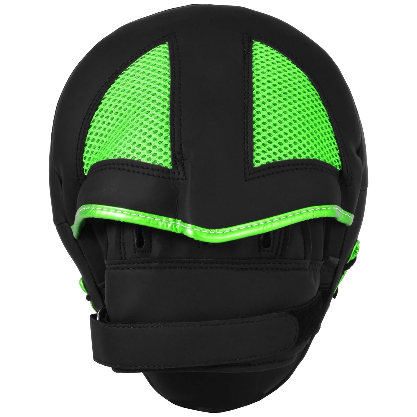 MAR-195H | Black & Green Hybrid Curved Focus Mitts - Focus Mitts