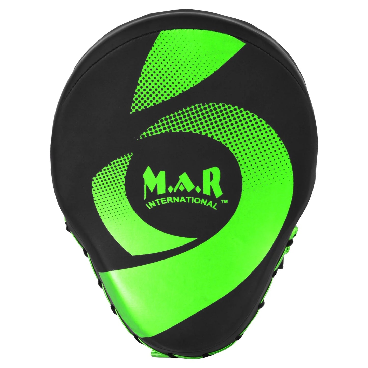 MAR-195H | Black & Green Hybrid Curved Focus Mitts - Focus Mitts