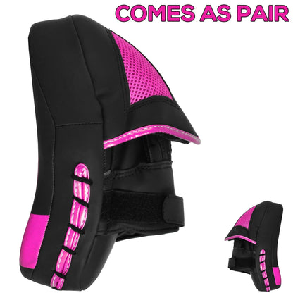 MAR-195I | Black & Pink Hybrid Curved Focus Mitts - Focus Mitts