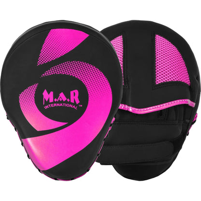 MAR-195I | Black & Pink Hybrid Curved Focus Mitts - Focus Mitts