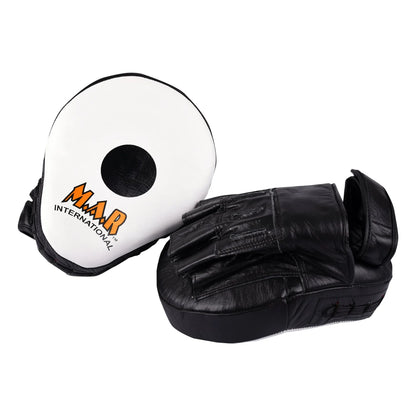 MAR-197 | Black + White Genuine Leather Focus Mitts - Focus Mitts