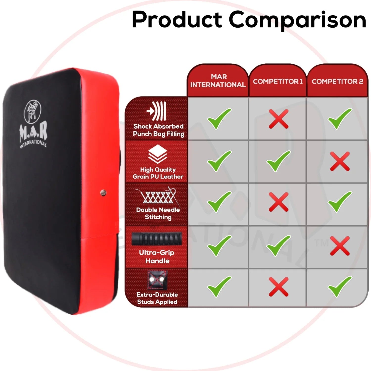 MAR-208C | Red + Black Heavy Duty Large Striking Shield - Striking Pads