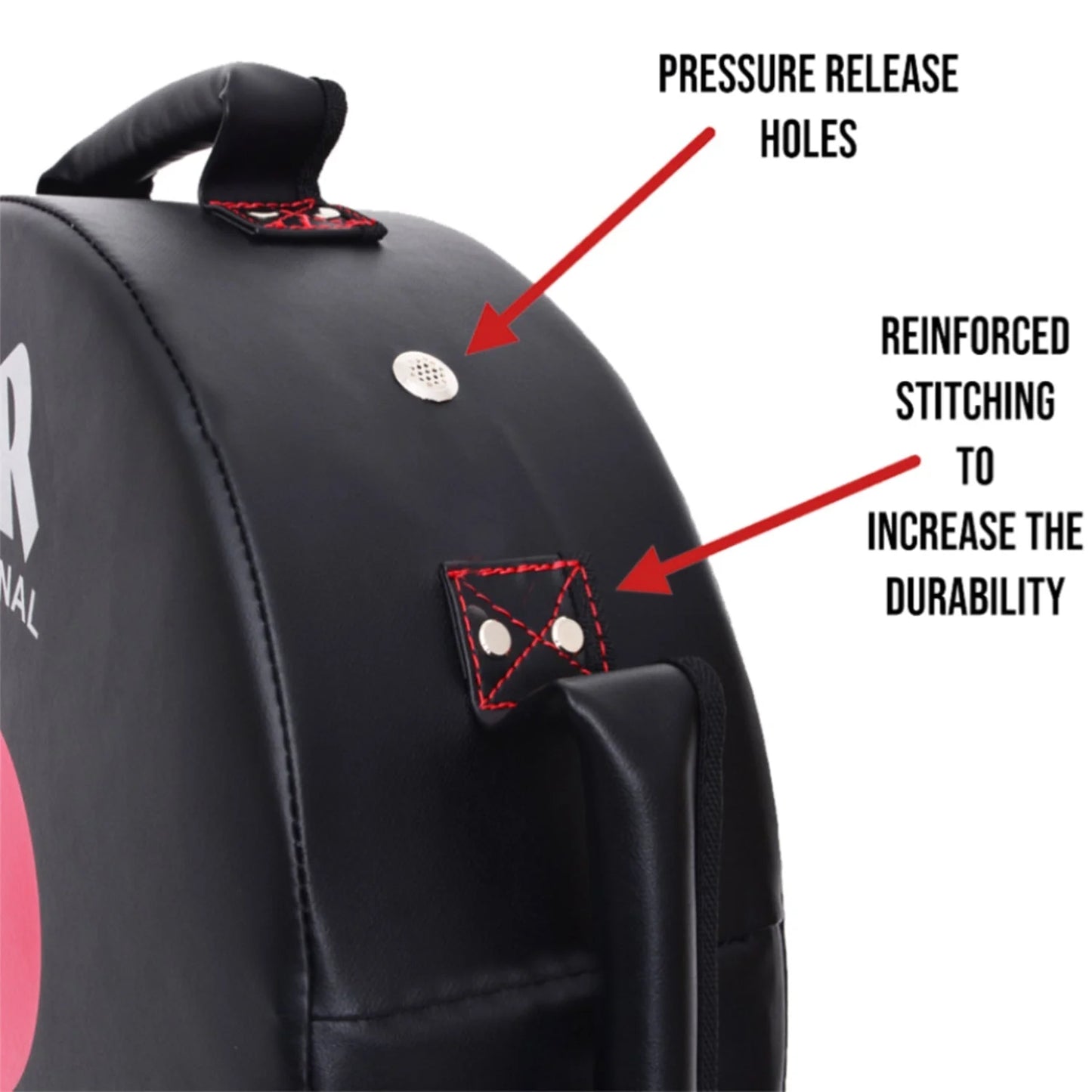 MAR-208G | Black + Red Heavy Duty Circle Round Striking Shield - Striking Pads
