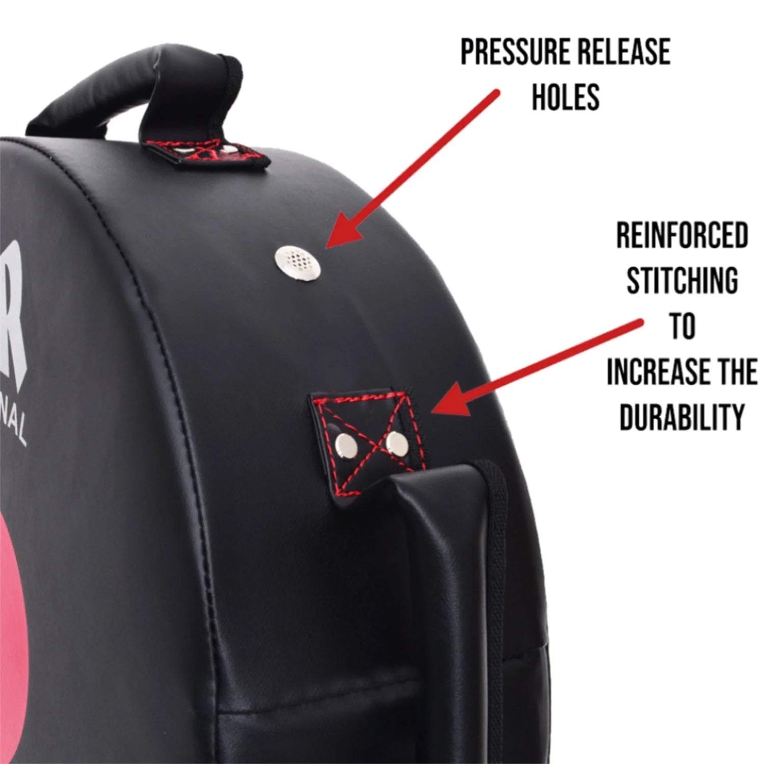 MAR-208G | Black + Red Heavy Duty Circle Round Striking Shield - Striking Pads