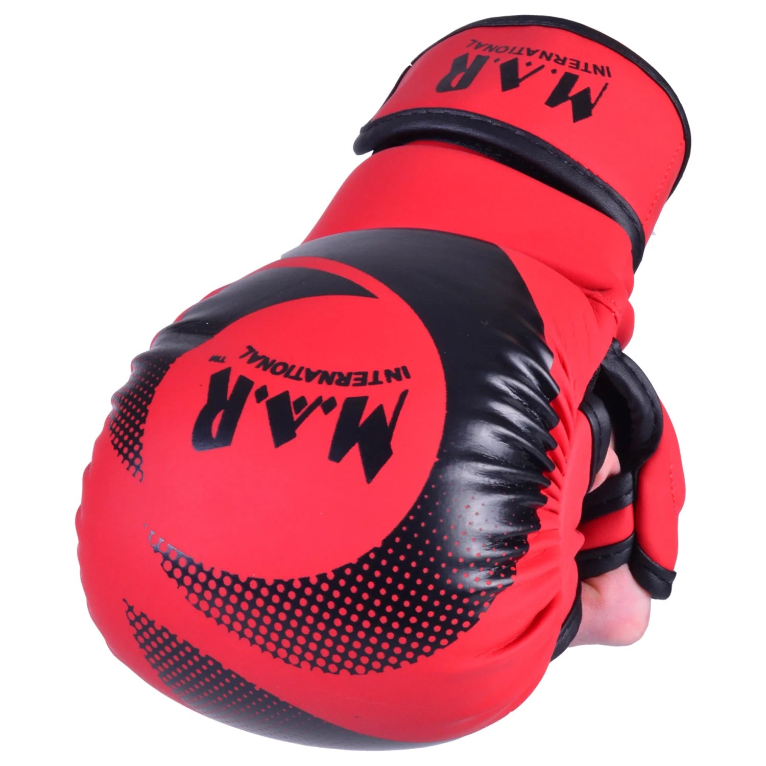 MAR-233D-N | Matte Red/Black MAYA Leather Amateur MMA Gloves - Gloves
