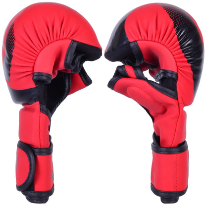 MAR-233D-N | Matte Red/Black MAYA Leather Amateur MMA Gloves - Gloves