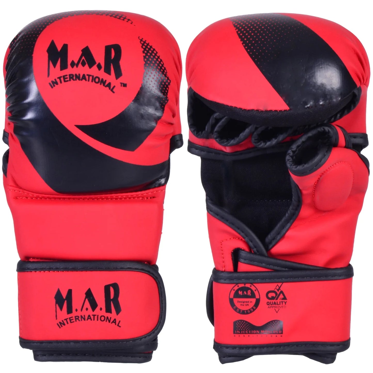 MAR-233D-N | Matte Red/Black MAYA Leather Amateur MMA Gloves - Gloves