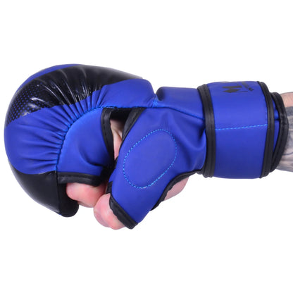 MAR-233F-N | Matte Blue/Black MAYA Leather Amateur MMA Gloves - Gloves