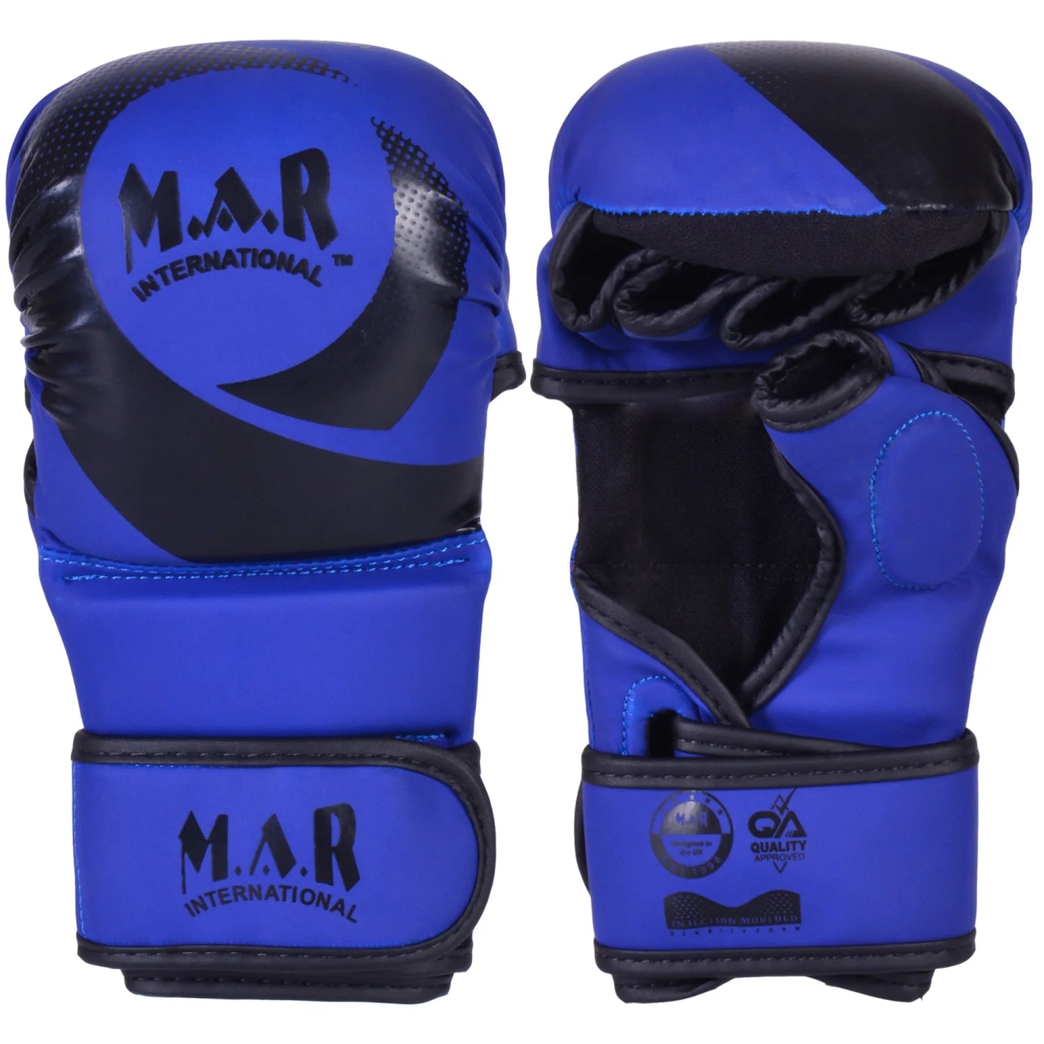 MAR-233F-N | Matte Blue/Black MAYA Leather Amateur MMA Gloves - Gloves