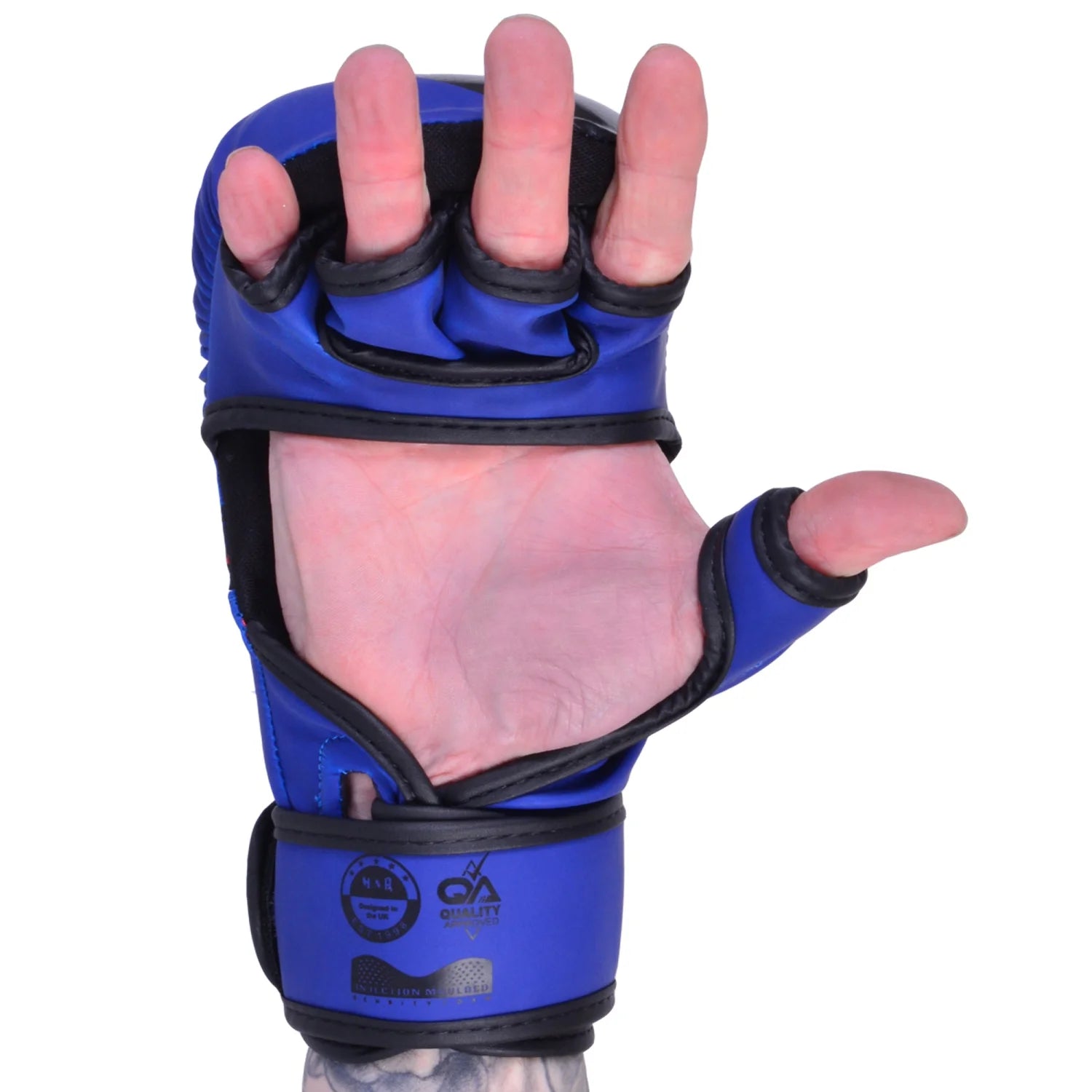 MAR-233F-N | Matte Blue/Black MAYA Leather Amateur MMA Gloves - Gloves