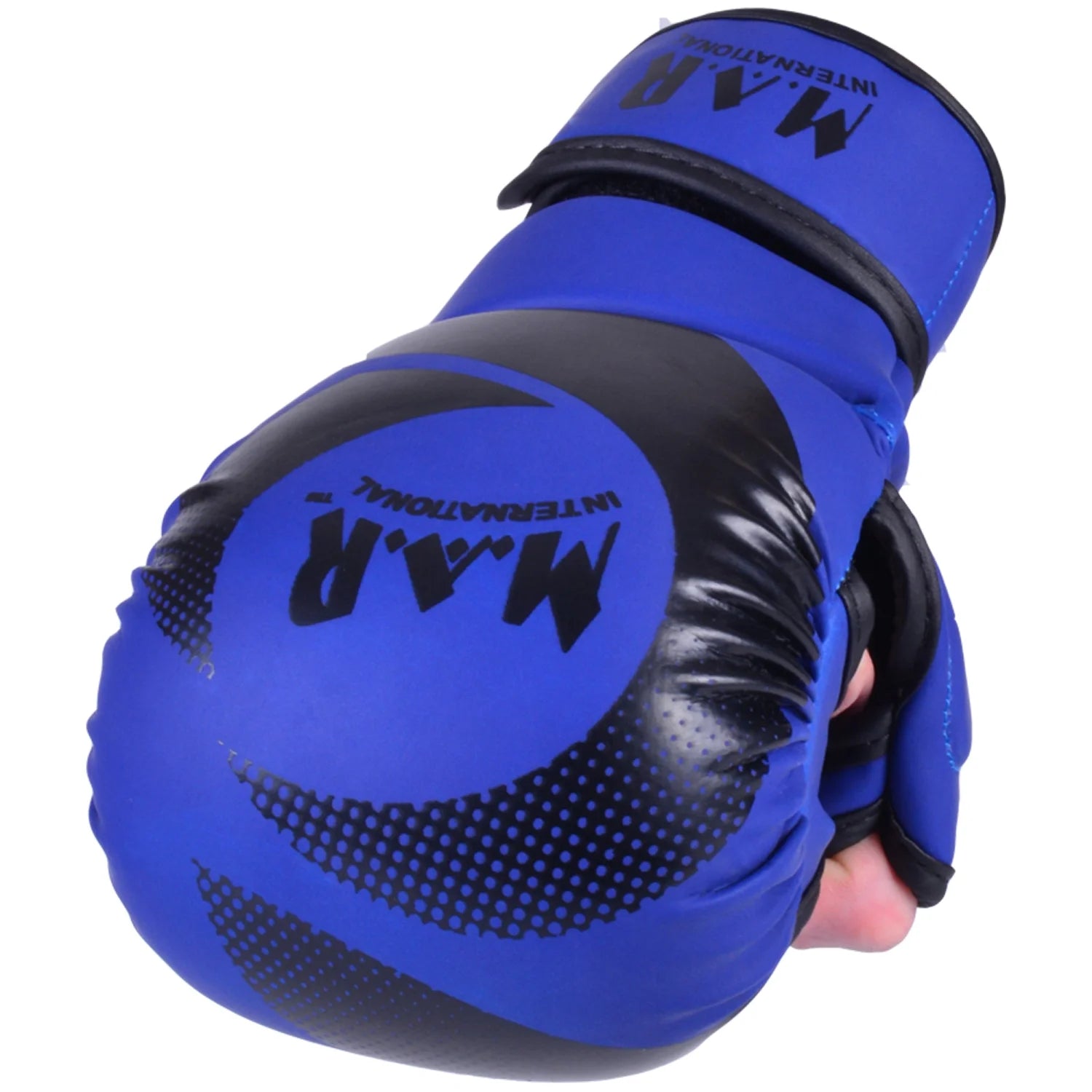 MAR-233F-N | Matte Blue/Black MAYA Leather Amateur MMA Gloves - Gloves