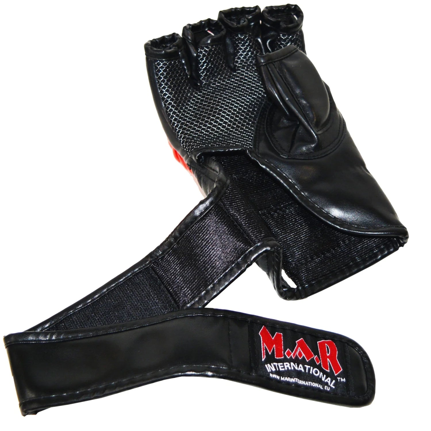 MAR-234B Black/Red Synthetic Leather MMA Gloves - Compact Gloves
