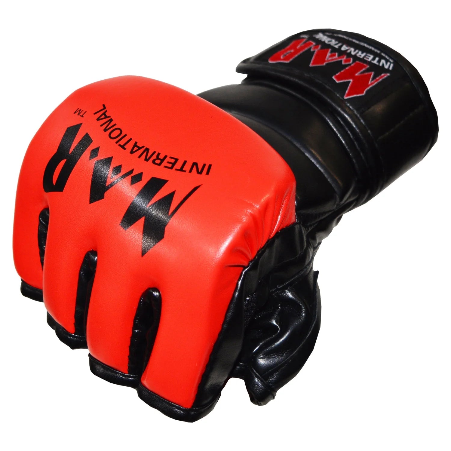MAR-234B Black/Red Synthetic Leather MMA Gloves - Compact Gloves