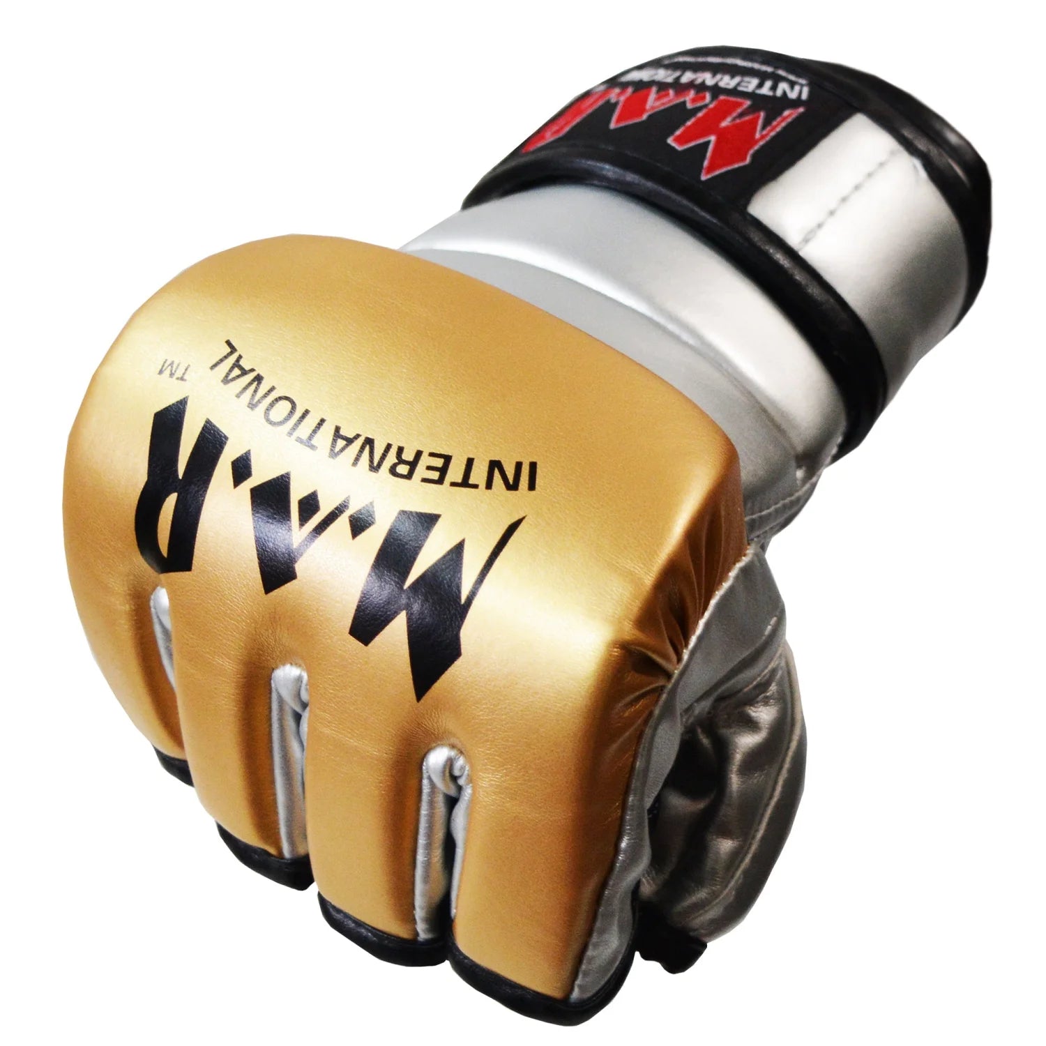 MAR-234D Gold/Silver Synthetic Leather MMA Gloves - Compact Gloves