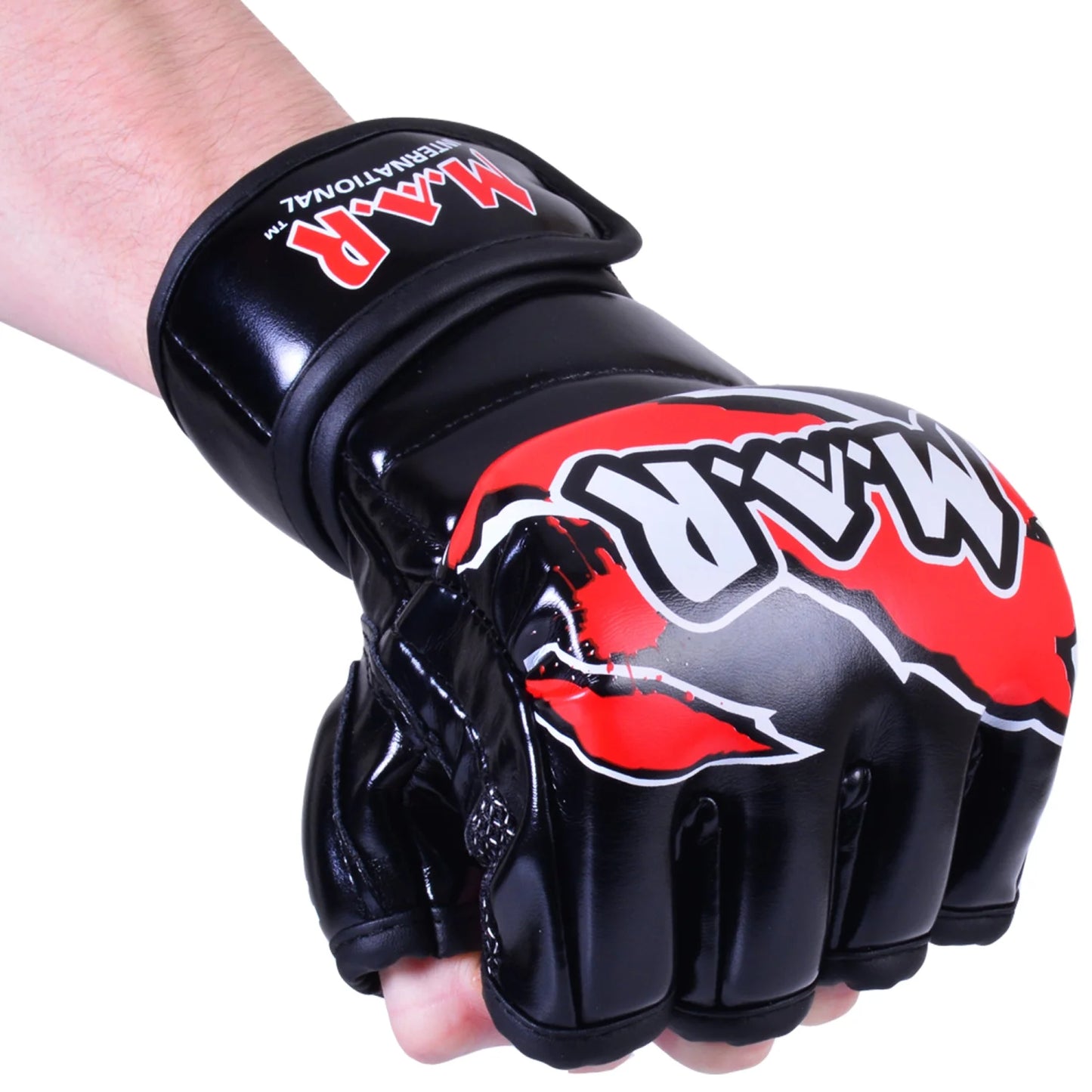 MAR-234E | Red MMA Gloves Fingerless Combat Gloves with Thumb Design - Compact Gloves