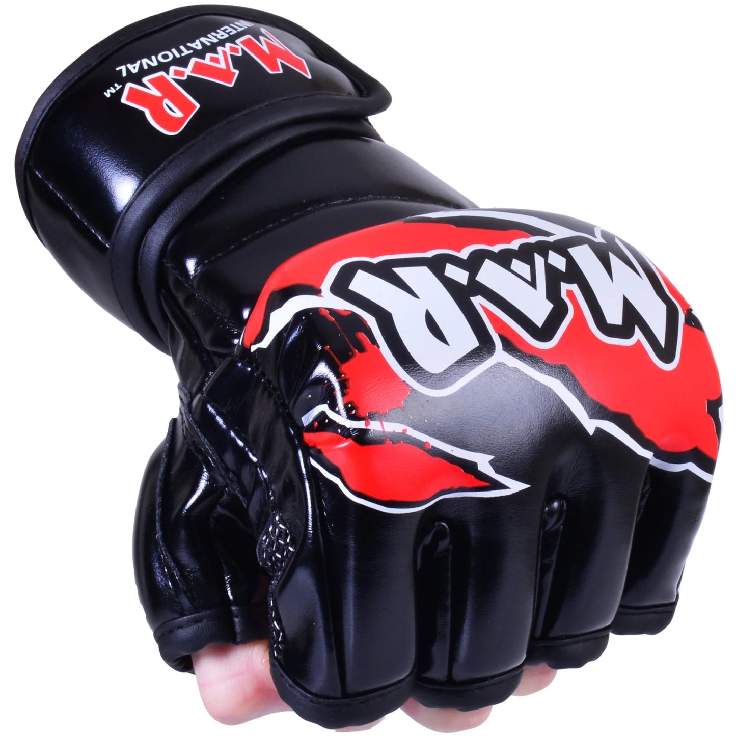 MAR-234E | Red MMA Gloves Fingerless Combat Gloves with Thumb Design - Compact Gloves