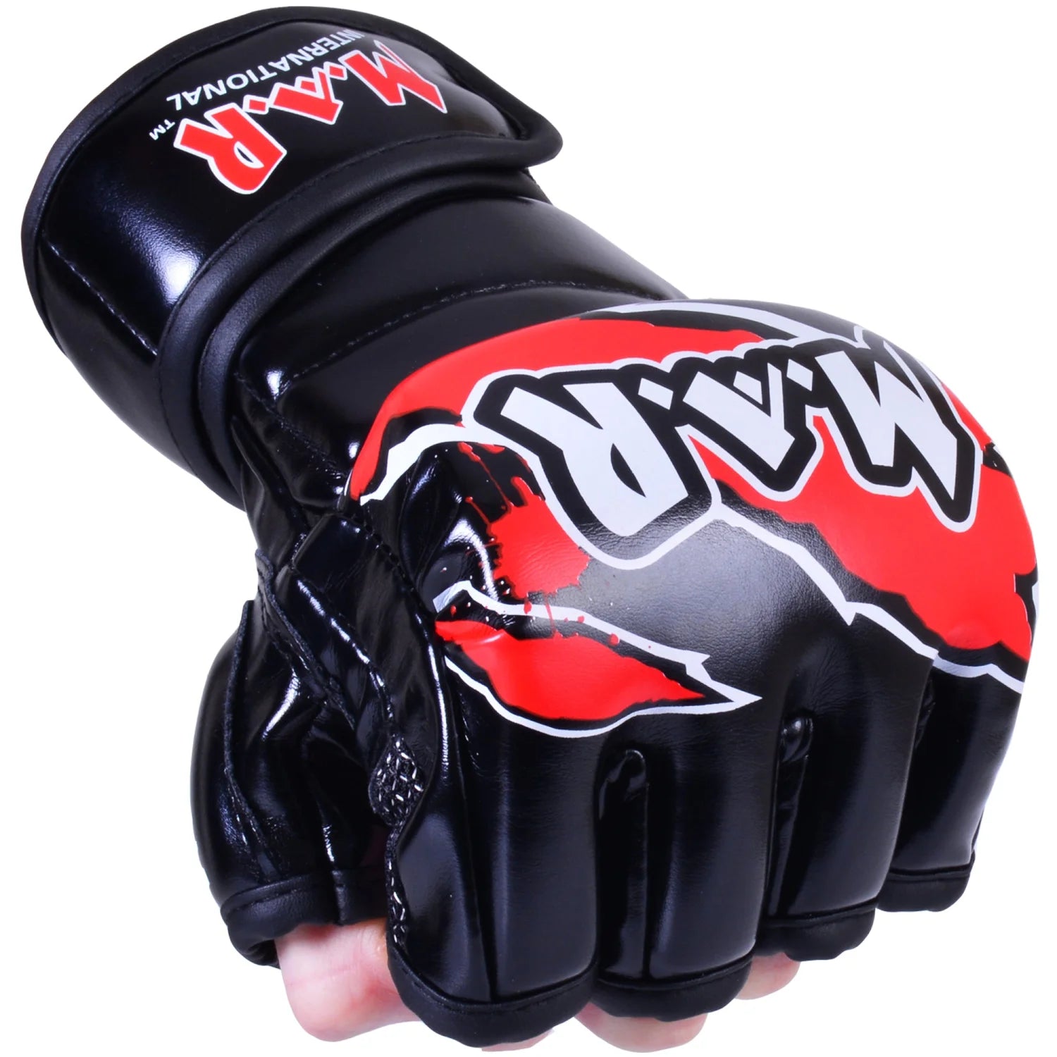 MAR-234E | Red MMA Gloves Fingerless Combat Gloves with Thumb Design - Compact Gloves