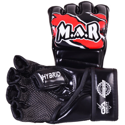 MAR-234E | Red MMA Gloves Fingerless Combat Gloves with Thumb Design - Compact Gloves