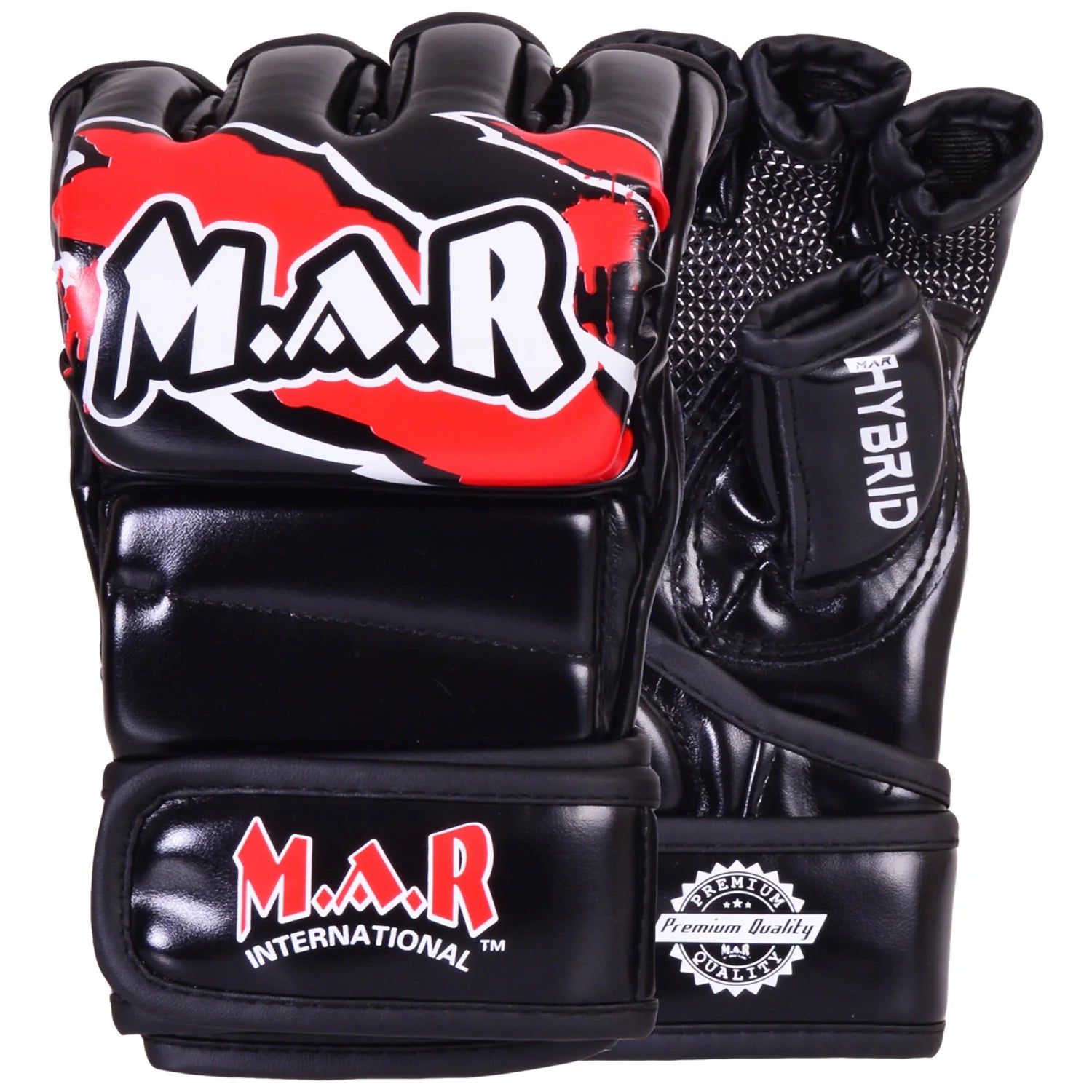 MAR-234E | Red MMA Gloves Fingerless Combat Gloves with Thumb Design - Compact Gloves