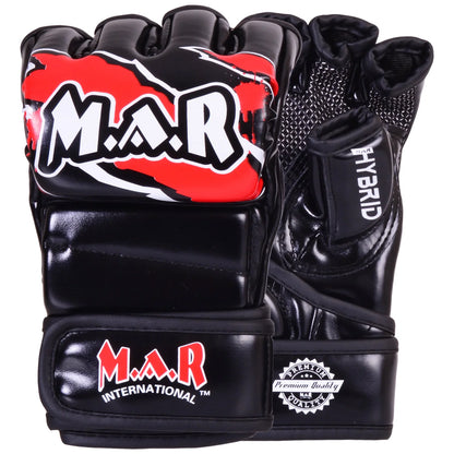 MAR-234E | Red MMA Gloves Fingerless Combat Gloves with Thumb Design - Compact Gloves