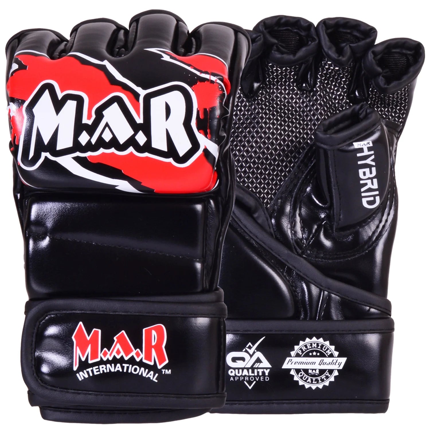 MAR-234E | Red MMA Gloves Fingerless Combat Gloves with Thumb Design - Compact Gloves