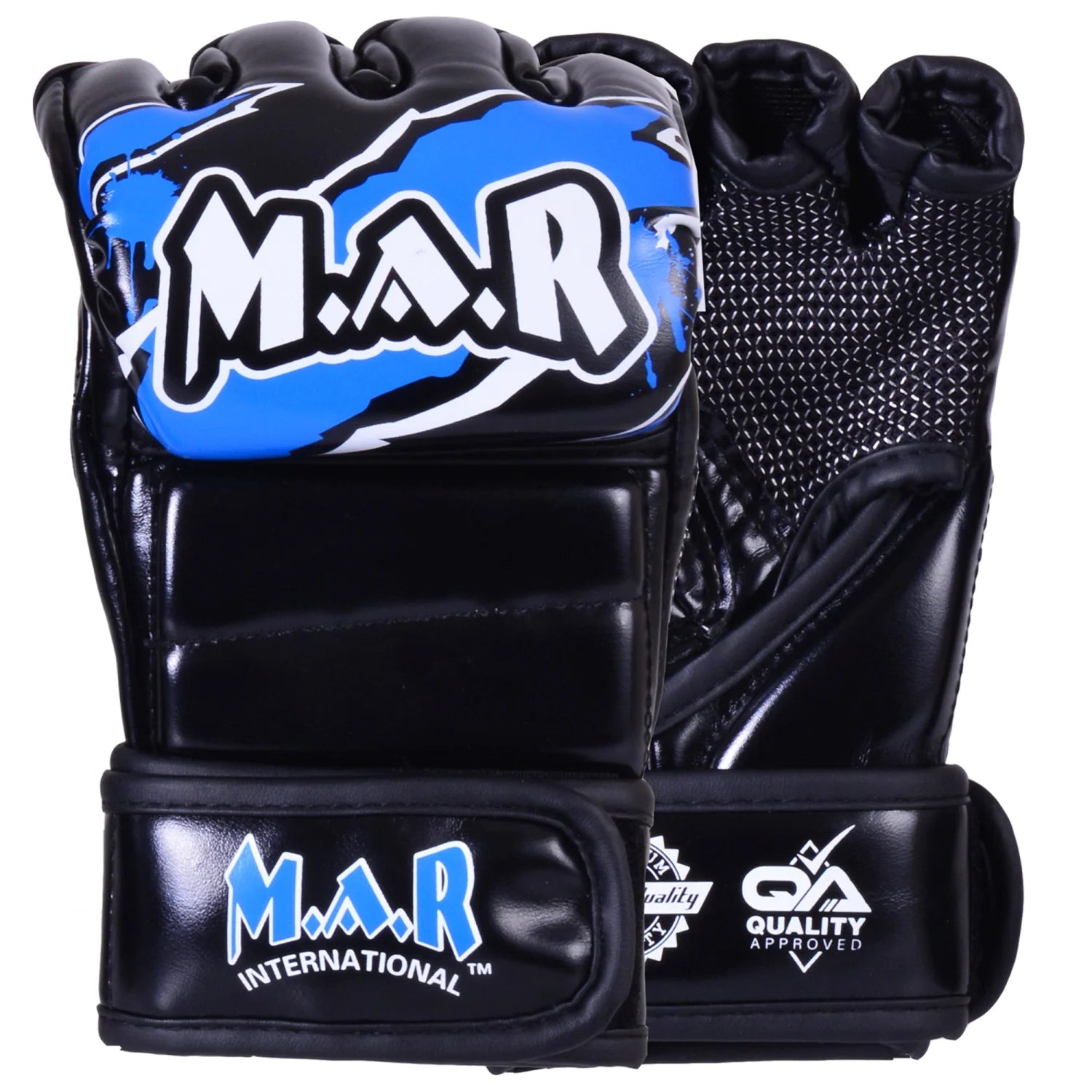 MAR-234F | Blue MMA Gloves Fingerless Combat Gloves with Thumb Design - Compact Gloves