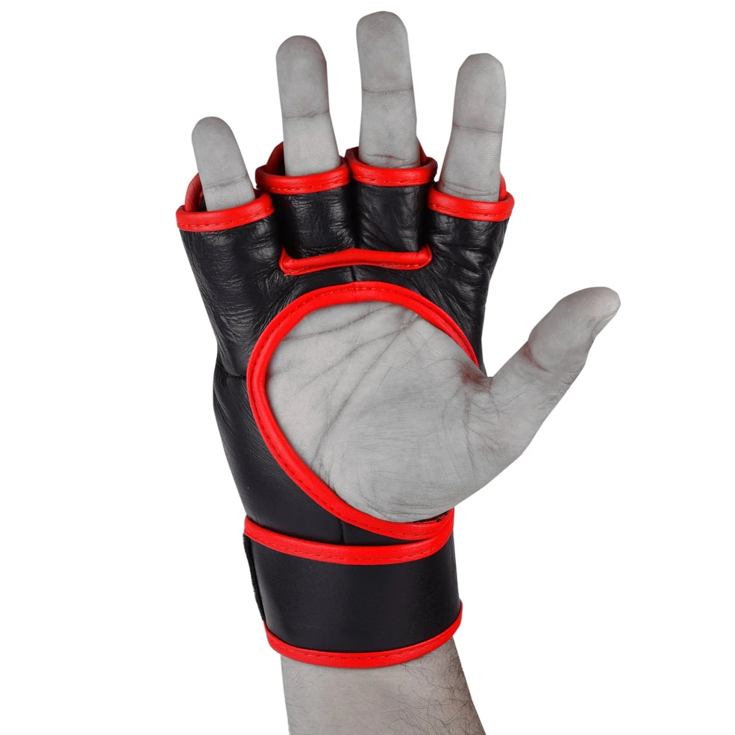 MAR-236 | Genuine Leather Red MMA Competition Gloves Open Palm - Compact Gloves
