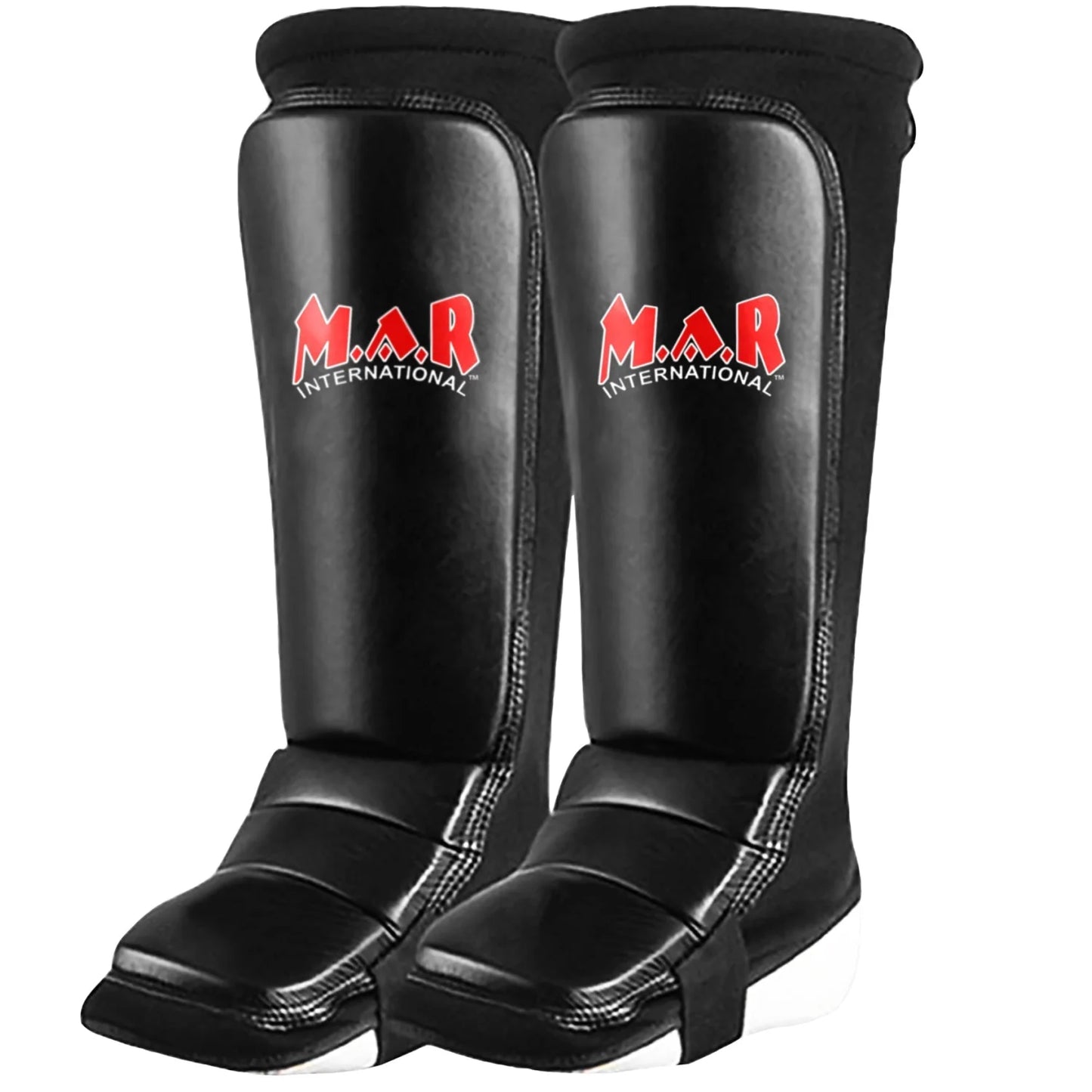 MAR-246B | Genuine Leather MMA Shin + Instep Leg Guards - Pads