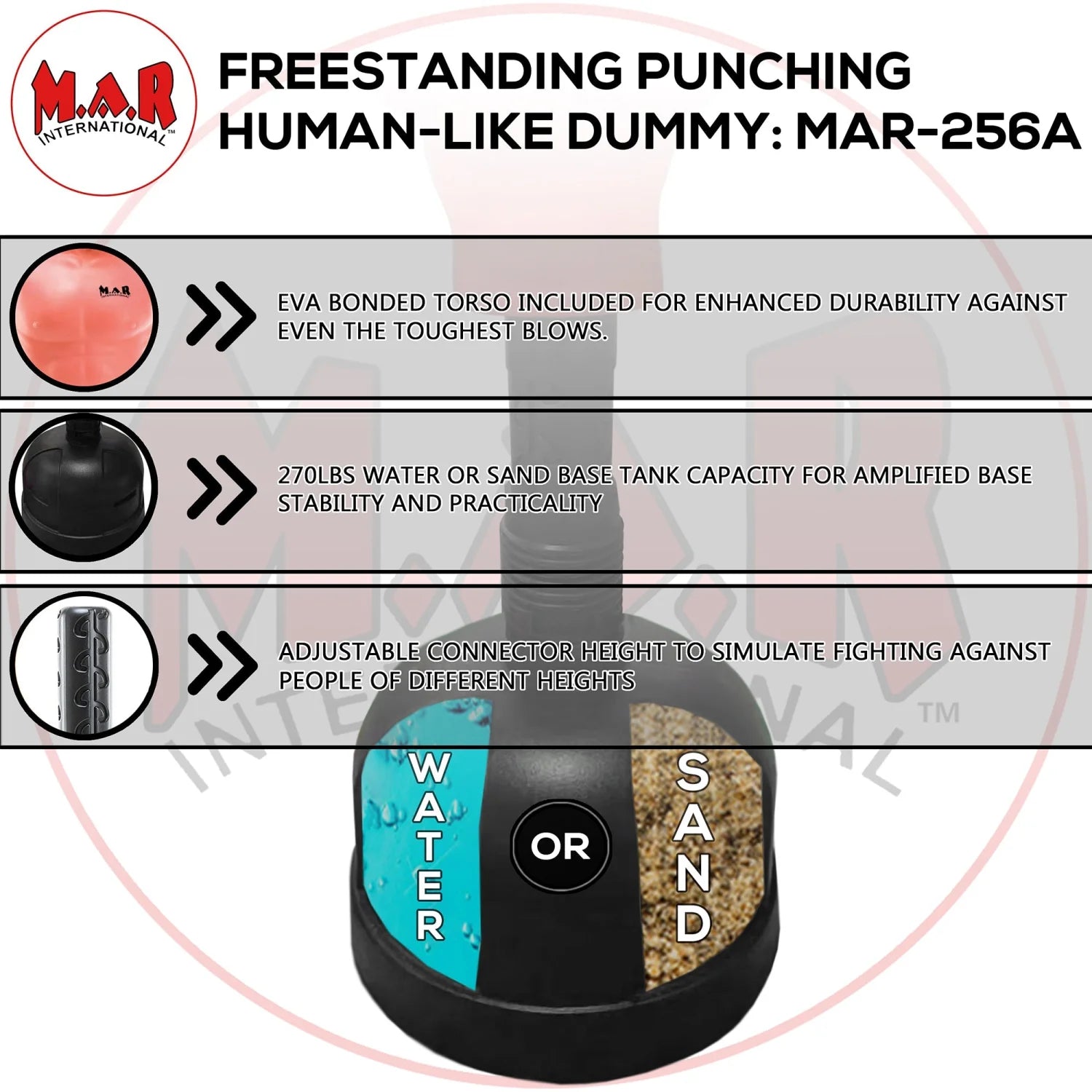 MAR-256A | Human-Like Freestanding Punching Dummy (LARGE) - Freestanding Bag (2BL)