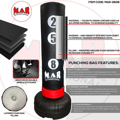 MAR-260B | Freestanding Heavy Duty X-Large 180cm Tall Punching Bag with Scoring Zones - Freestanding Bag (2BL)