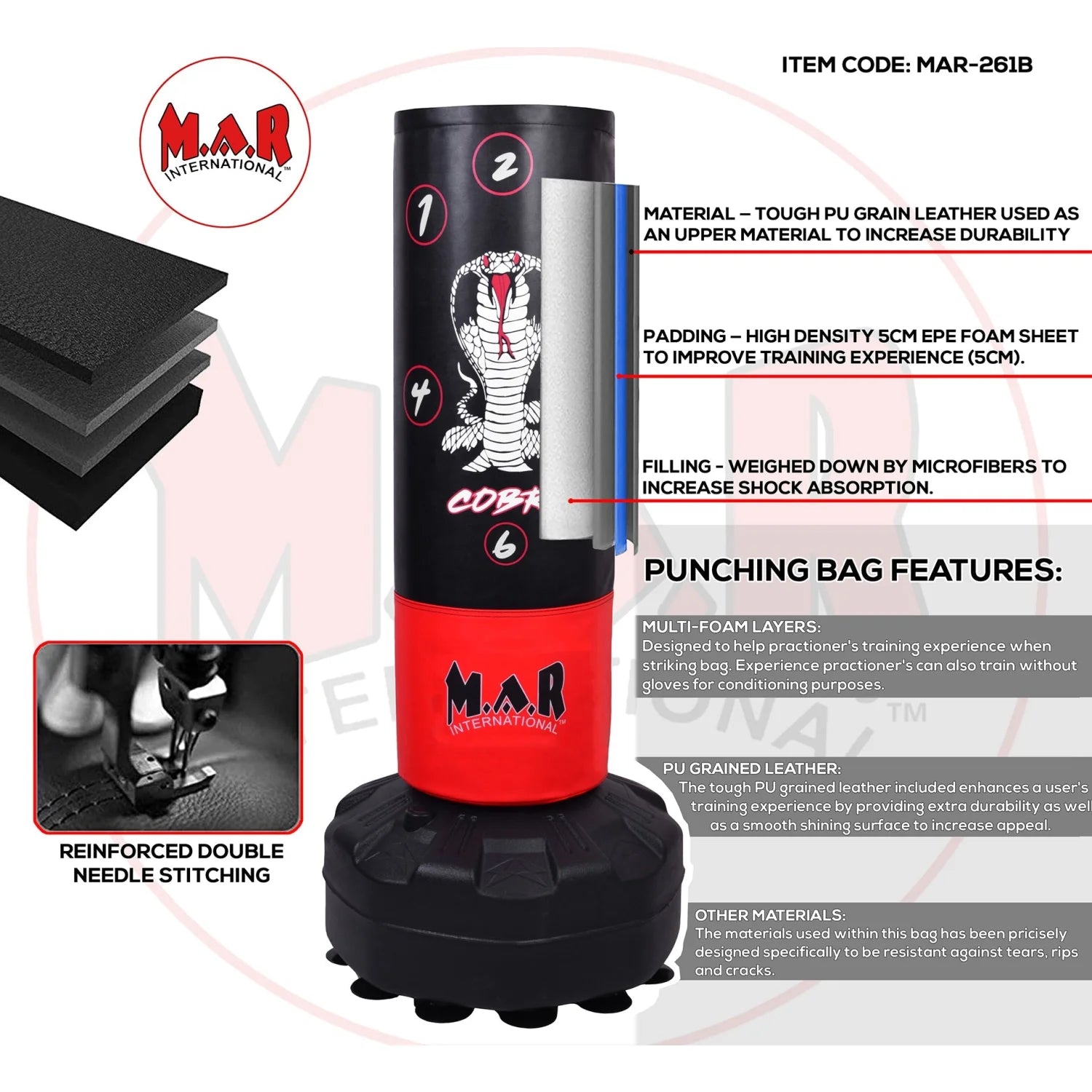 MAR-261B | Children’s Free Standing Punching Bag with Scoring Zones - Cobra - Freestanding Bag (2B)