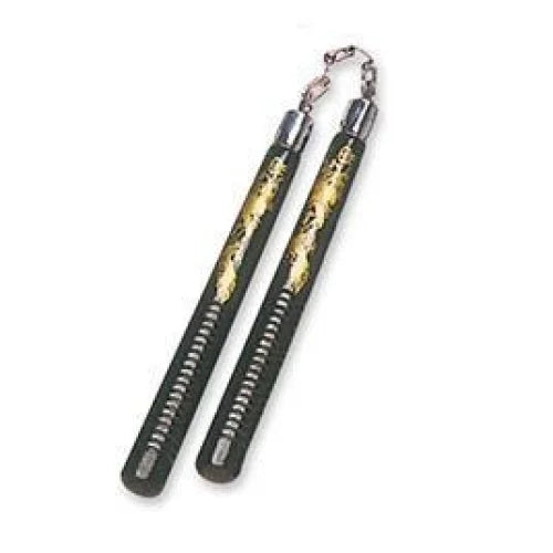 MAR-266F | Black Wooden 12’’ Nunchucks with Chain - Nunchucks