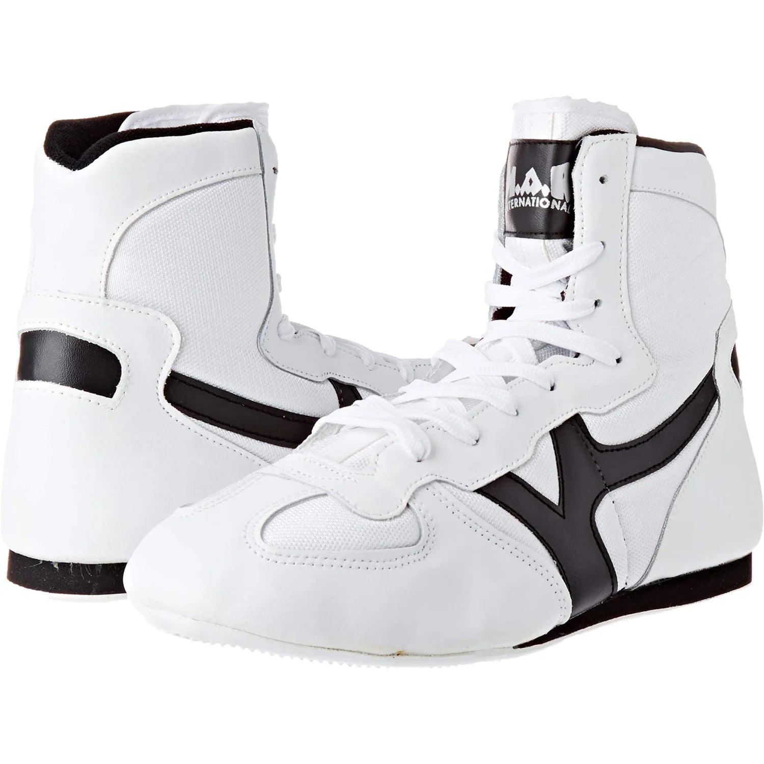 MAR-295A | White Wrestling Shoes w/ Black Outlines - Shoes