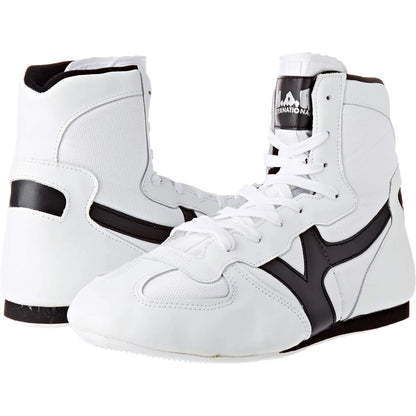 MAR-295A | White Wrestling Shoes w/ Black Outlines - Shoes