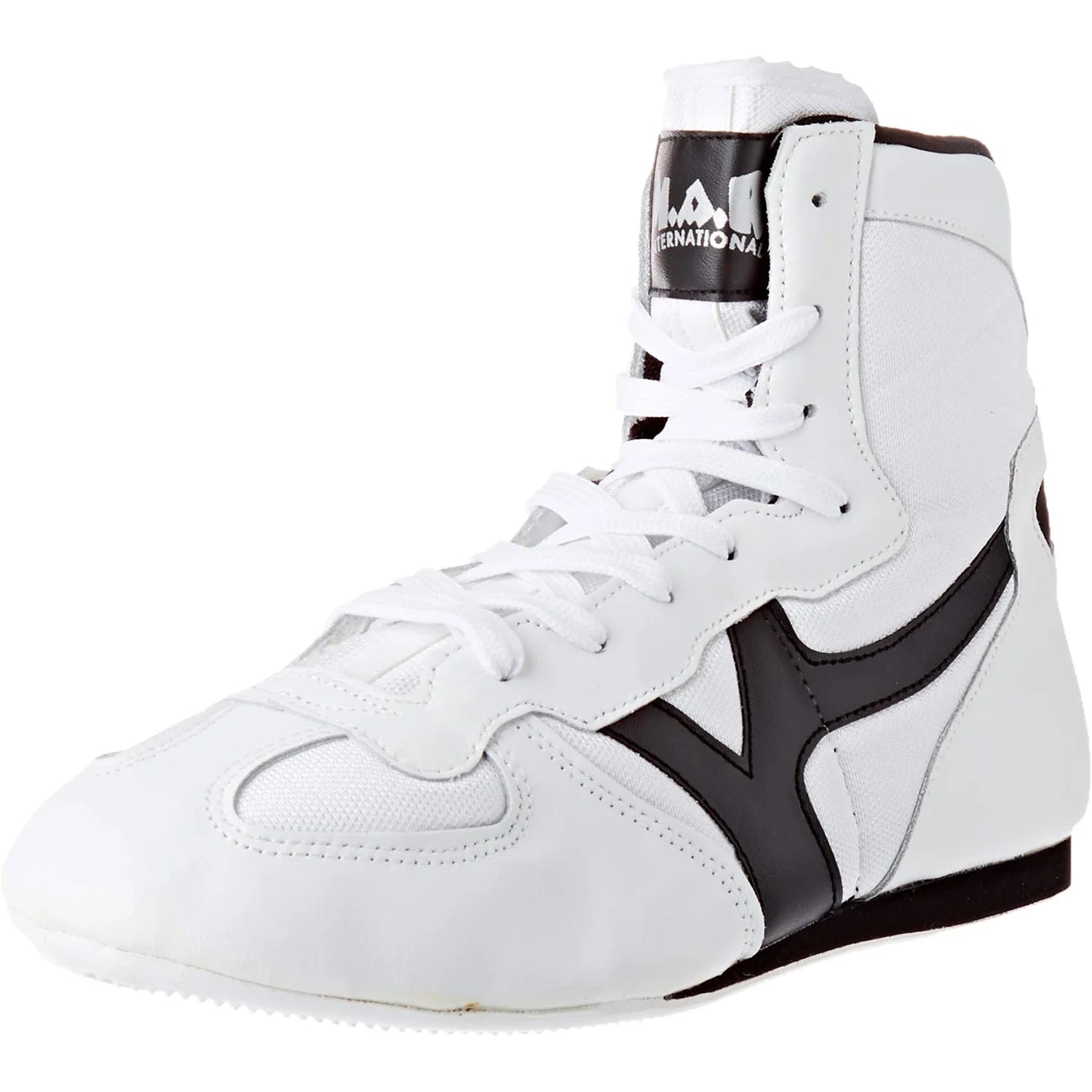 MAR-295A | White Wrestling Shoes w/ Black Outlines - Shoes