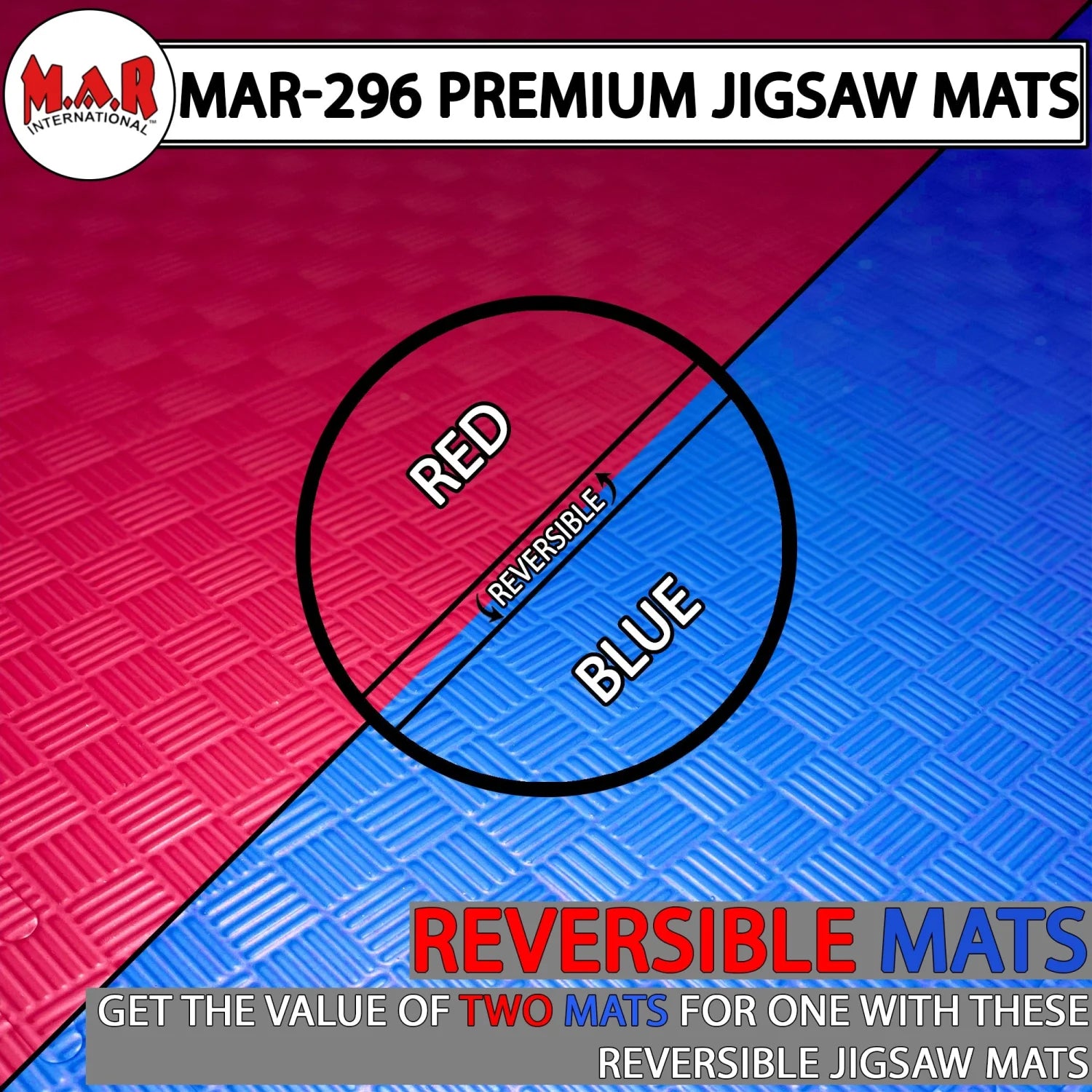 MAR-296A | Red/Blue Jigsaw Floor Mats (20mm [1m x 1m] Square) - Mats