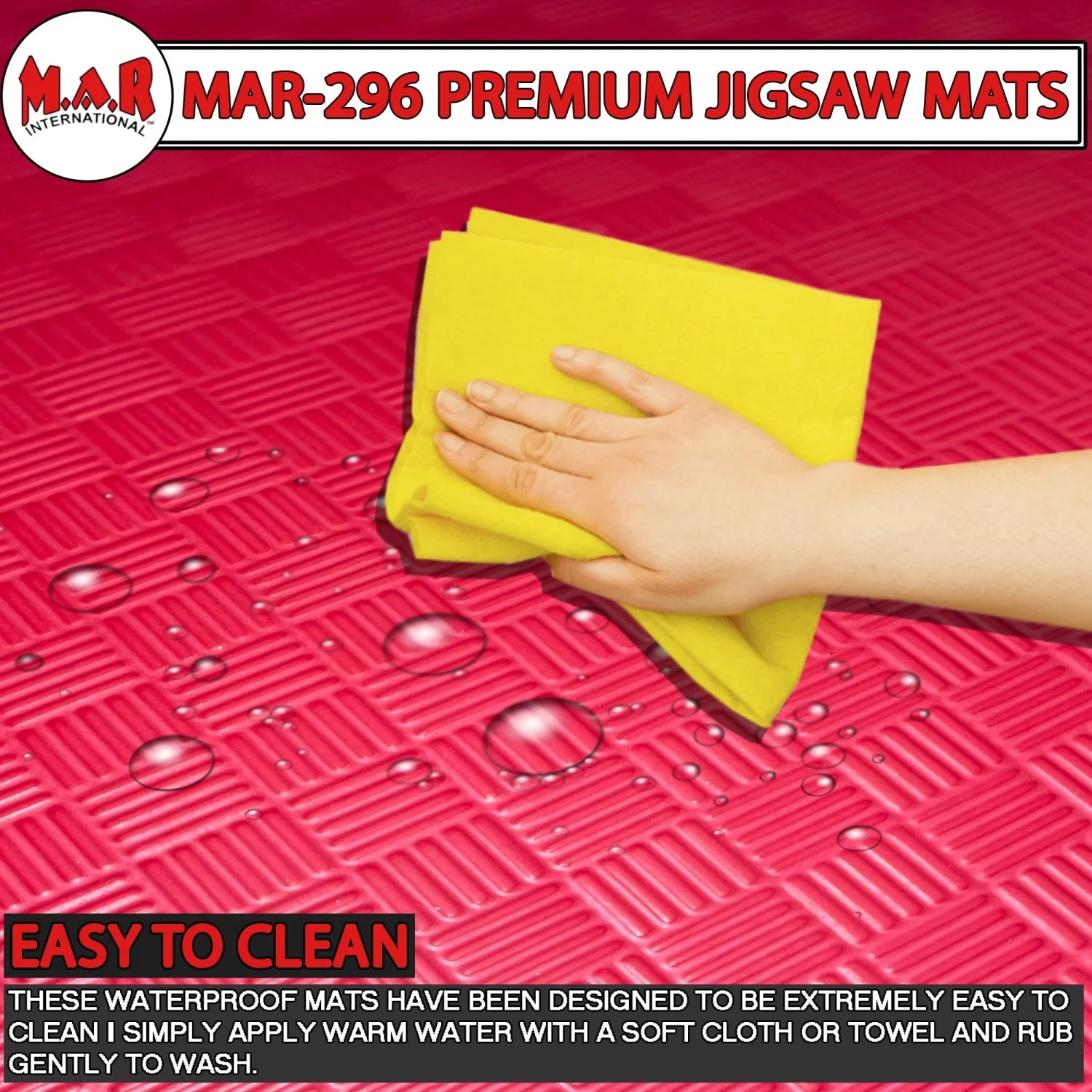 MAR-296B | Red/Black Jigsaw Floor Mats (20mm [1m x 1m] Square) - Mats