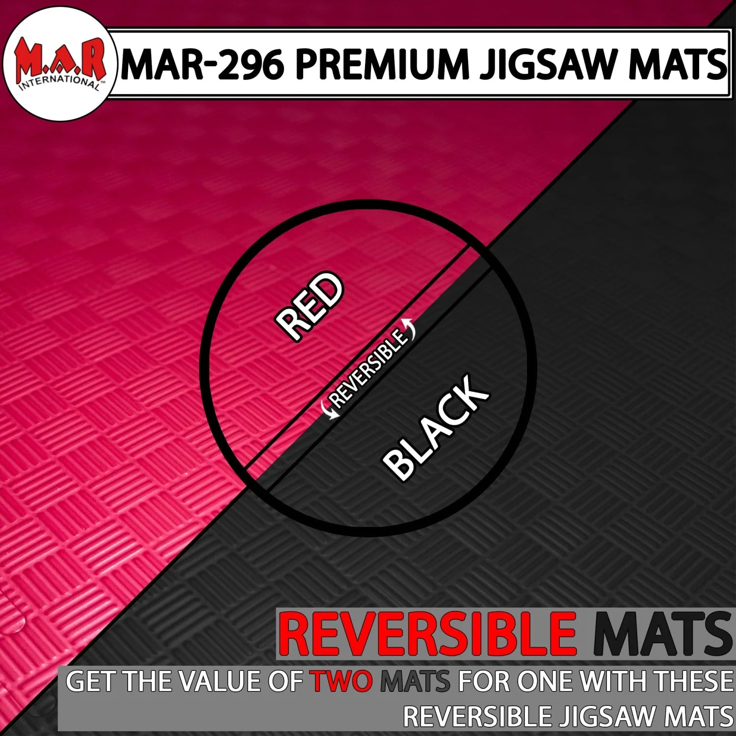 MAR-296B | Red/Black Jigsaw Floor Mats (20mm [1m x 1m] Square) - Mats