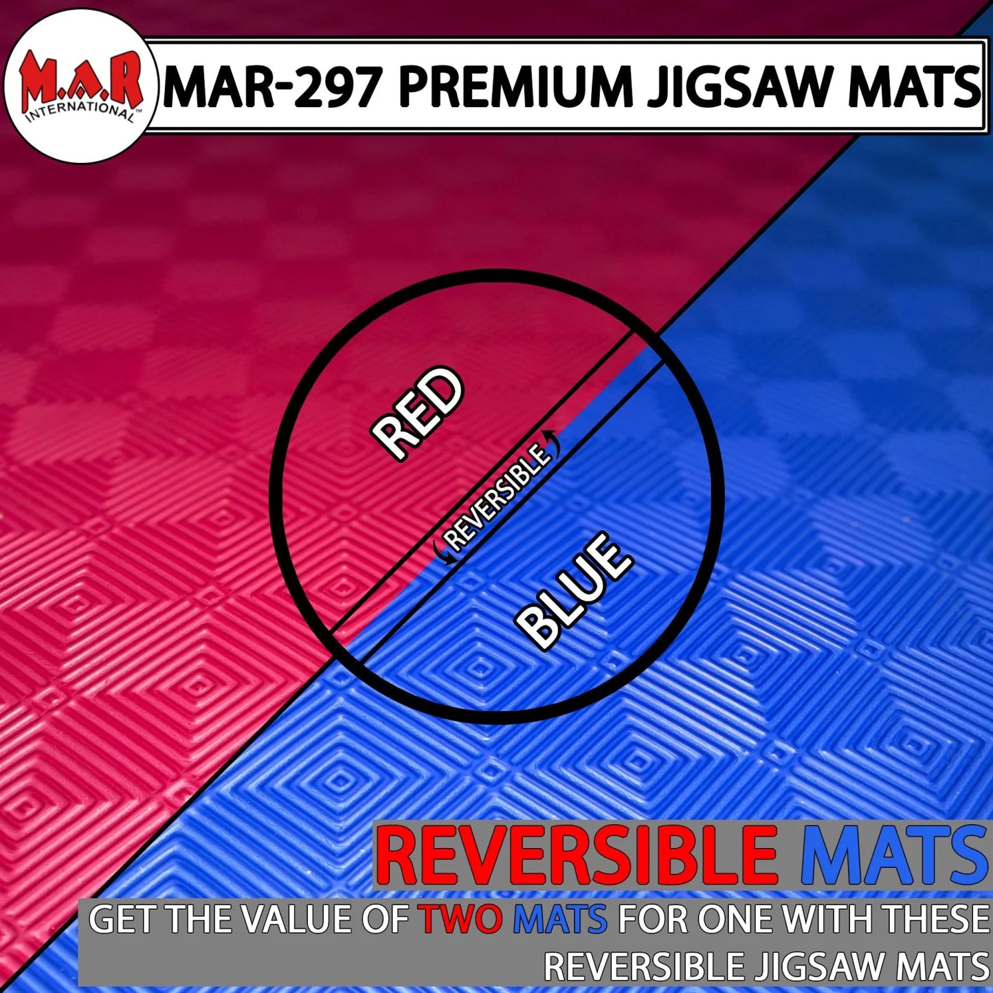 MAR-297A | Red/Blue Jigsaw Floor Mats (40mm [1m x 1m] Square) - Mats