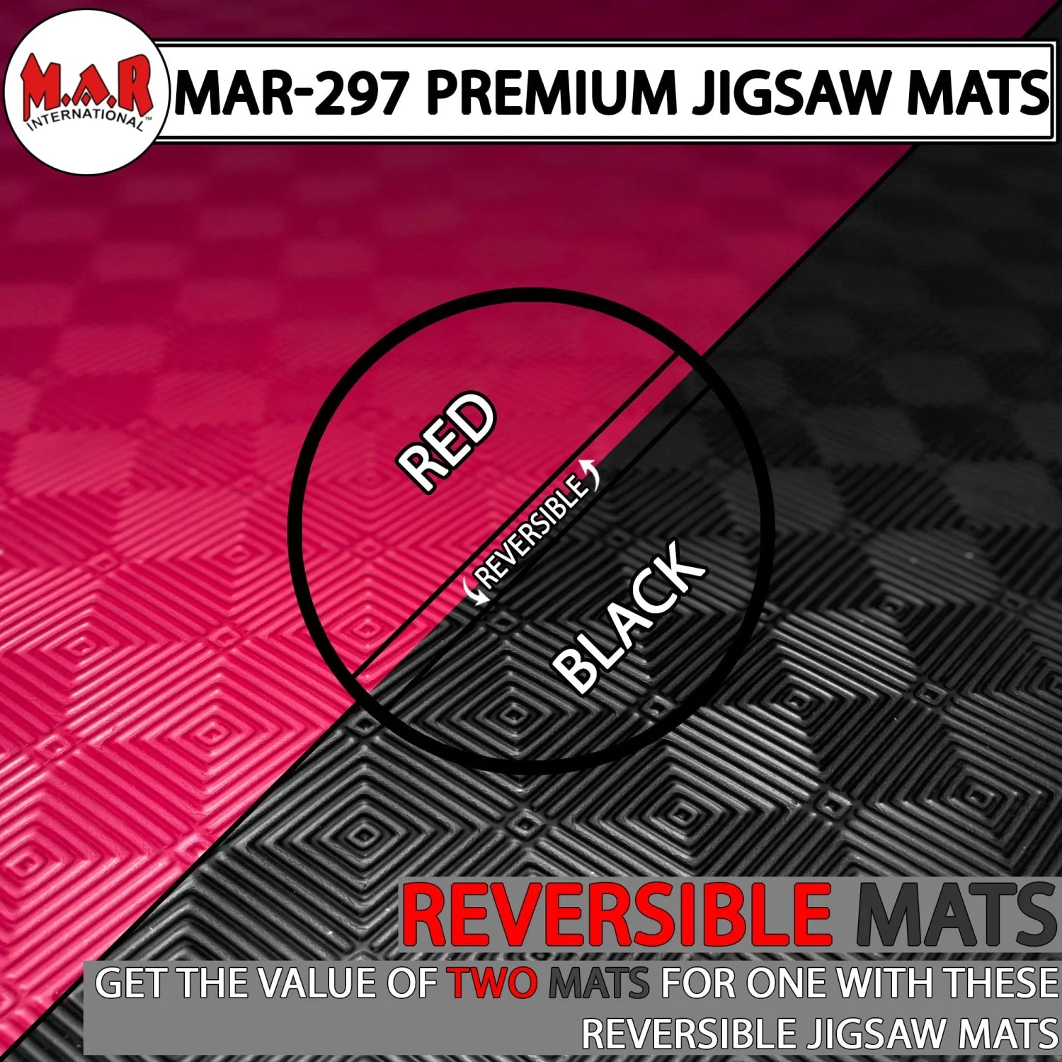 MAR-297B | Red/Black Jigsaw Floor Mats (40mm [1m x 1m] Square) - Mats