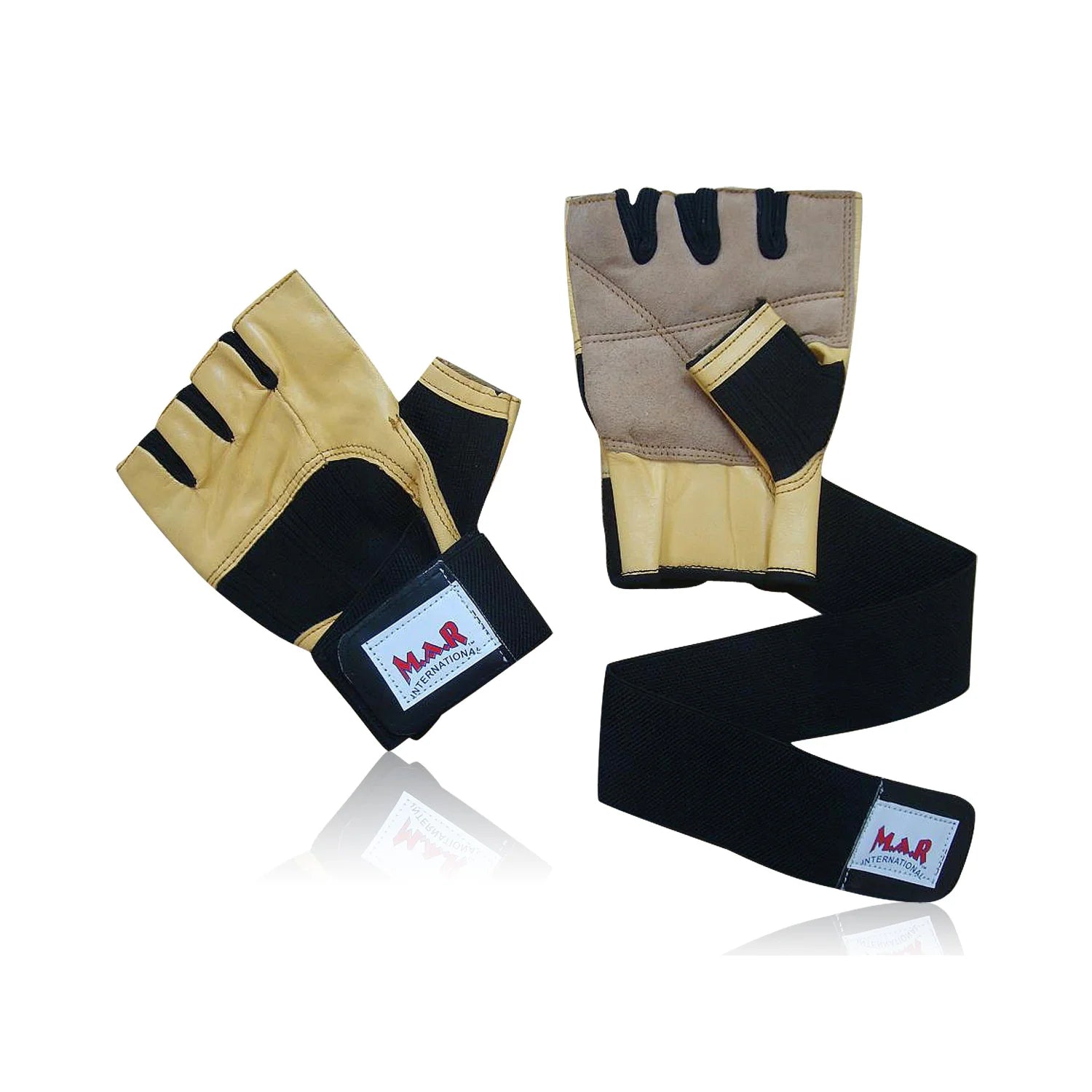 MAR-354C | Golden Leather Weight Lifting Gloves - Leather Gloves (Professional Use) / Small / Wholesale - Small Accessories